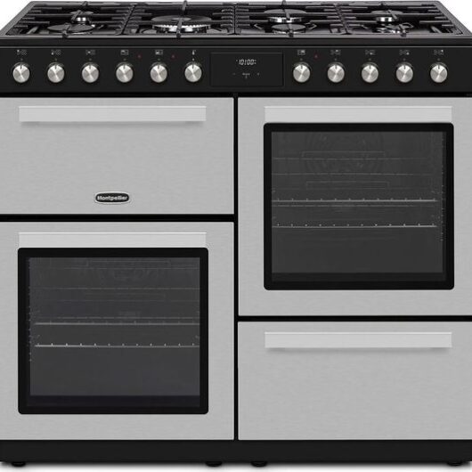 MONTPELLIER MDFRC100X 100 cm Dual Fuel Range Cooker - Inox & Chrome