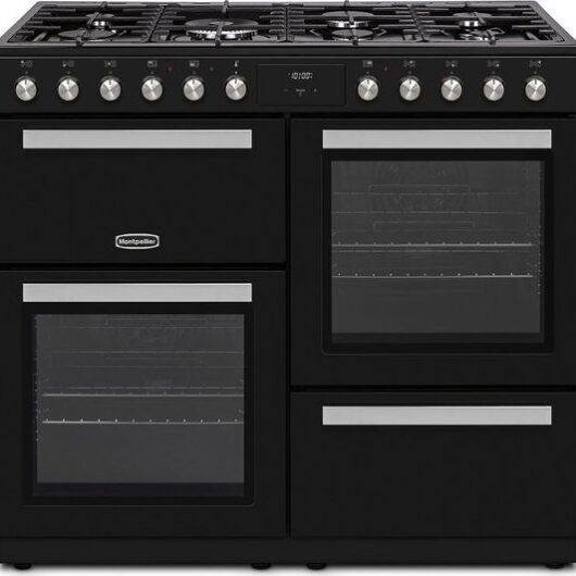 MONTPELLIER MDFRC100K 100 cm Dual Fuel Range Cooker - Black & Chrome